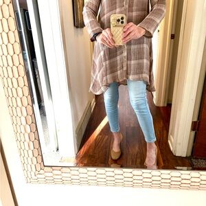 Brown Plaid Tunic Top